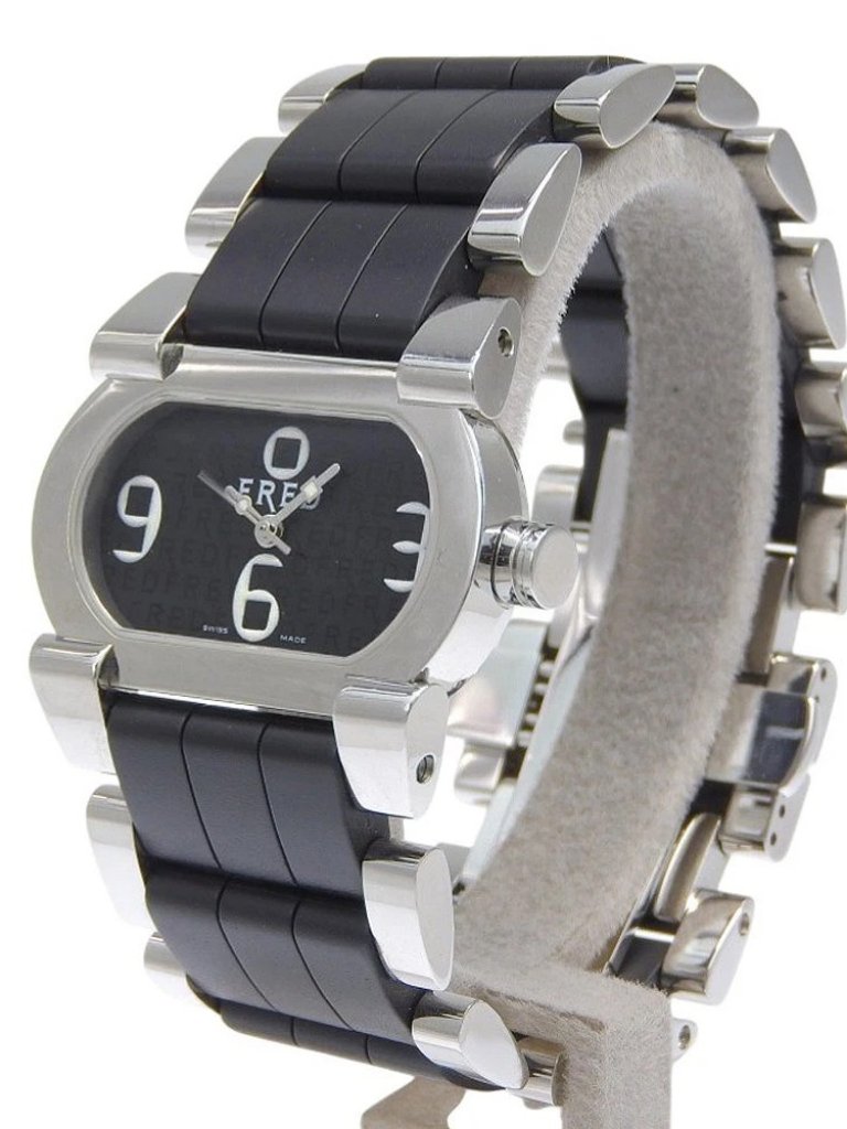 Fred Move One Watches Fd012110 Silver Blackdial Stainless SteelRubber Qua